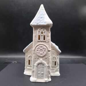 Summit Collection Exclusive Ceramic Church White Blue 1991 Vintage PLEASE READ